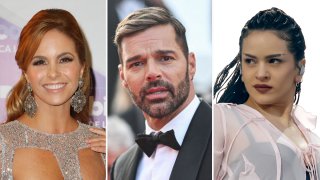 Combinación de fotos de Lucero, Ricky Martin y Rosalía.