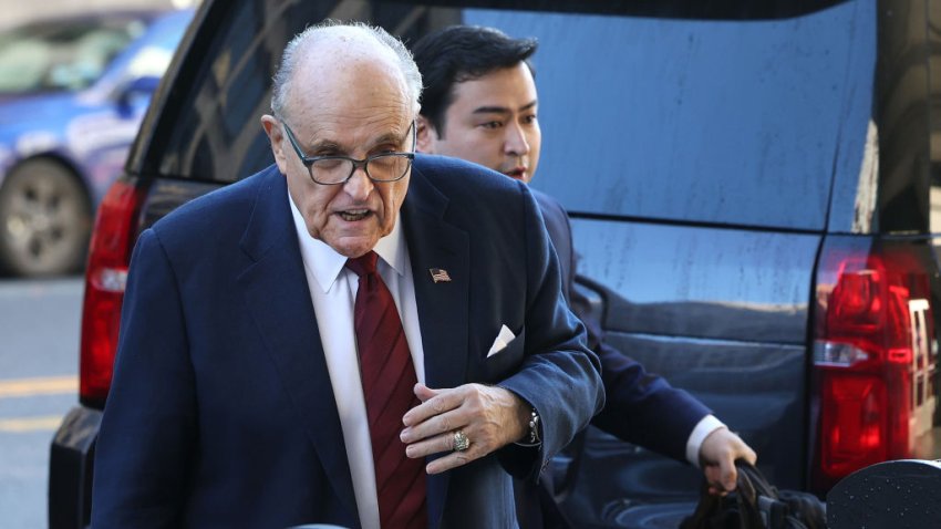 WASHINGTON, DC – DECEMBER 11: Rudy Giuliani, the former personal lawyer for former U.S. President Donald Trump, arrives at the E. Barrett Prettyman U. S. District Courthouse on December 11, 2023 in Washington, DC. Jury selection begins today in his sentencing in his defamation case brought by Fulton County election workers Ruby Freeman and Shane Moss, who successfully sued Giuliani in civil court. (Photo by Kevin Dietsch/Getty Images)