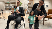 World's tallest man reunites with the world's shortest woman in California