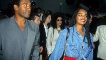 HOLLYWOOD, CA - MAY 26:  Actor and former NFL player O.J. Simpson and daughter Arnelle arrive for the "Cliffhanger" premiere on May 26, 1993 at the Mann's Chinese Theatre in Hollywood, California.   (Photo by Vinnie Zuffante/Getty Images)