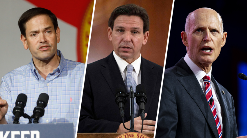 Marco Rubio, Ron DeSantis and Rick Scott