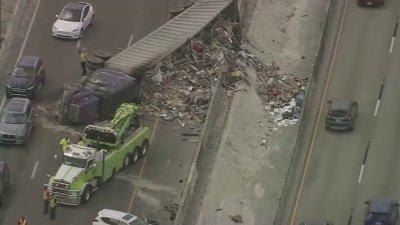 Scene of rollover crash involving tractor-trailer on Sawgrass Expressway