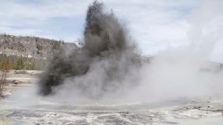 Geyser explosion in Yellowstone