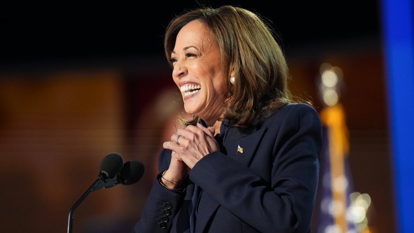 CHICAGO, ILLINOIS – AUGUST 22: Democratic presidential candidate, U.S. Vice President Kamala Harris arrives to speak on stage during the final day of the Democratic National Convention at the United Center on August 22, 2024 in Chicago, Illinois. Delegates, politicians, and Democratic Party supporters are gathering in Chicago, as current Vice President Kamala Harris is named her party’s presidential nominee. The DNC takes place from August 19-22. (Photo by Andrew Harnik/Getty Images)