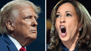 El expresidente Donald Trump y la vicepresidenta, Kamala Harris.