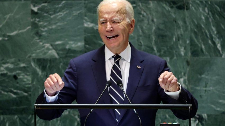 El presidente de Estados Unidos, Joe Biden, habla durante el debate general del 79º periodo de sesiones de la Asamblea General de las Naciones Unidas en la Sede de las Naciones Unidas en Nueva York, Nueva York, EE.UU. EFE/JUSTIN LANE