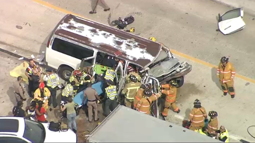 Scene of a crash on the Turnpike in Broward on Oct. 15, 2024.