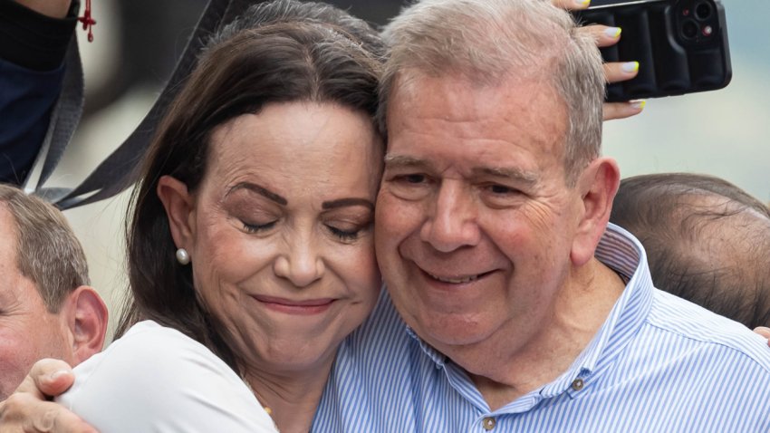 Imagen de archivo de los líderes opositores venezolanos María Corina Machado y Edmundo González Urrutia. EFE/ Ronald Peña R.