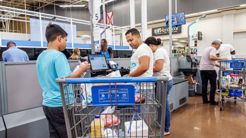 North Miami Beach, Florida, Walmart customer using Self Checkout. (Photo by: Jeffrey Greenberg/Universal Images Group via Getty Images)