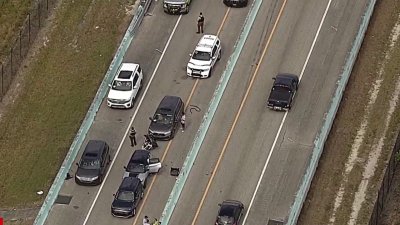 Tráfico bloqueado por accidente en la US1, rumbo a los Cayos de Florida