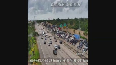 Choque genera gran congestión en la I-95 en Miami-Dade