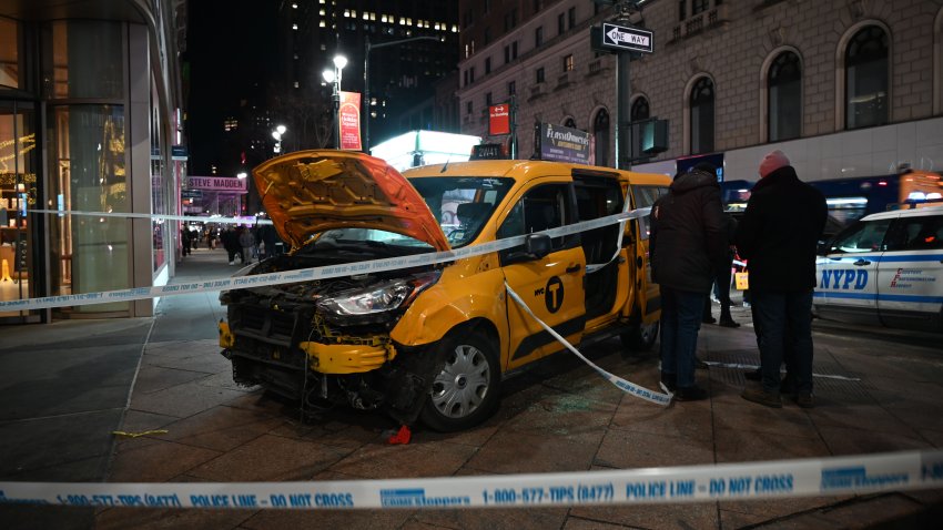 HERALD SQUARE, MANHATTAN, NEW YORK, UNITED STATES – DECEMBER 25 – Multiple pedestrians struck by a New York City Taxi at West 34th Street and Sixth Avenue in the Herald Square section of Manhattan, New York, United States on Christmas Day, Wednesday, December 25, 2024 (Photo by Kyle Mazza/Anadolu via Getty Images)