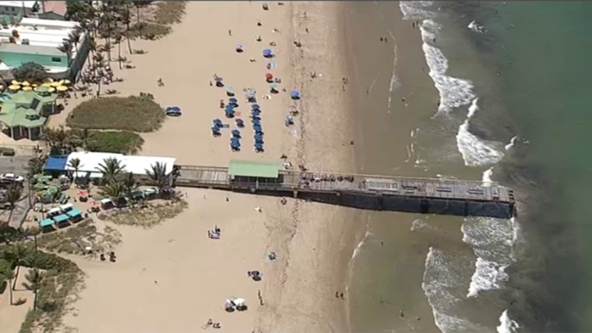 Aerial view of the pier in Lauderdale-by-the-Sea.