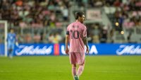 FORT LAUDERDALE, FLORIDA – APRIL 30: Lionel Messi #10 of Inter Miami CF walks out of the box during the second leg of the 2025 Concacaf Champions Cup Semifinals between Inter Miami CF and Vancouver Whitecaps at Chase Stadium on April 30, 2025 in Fort Lauderdale, Florida. (Photo by Eston Parker/ISI Photos/Getty Images)