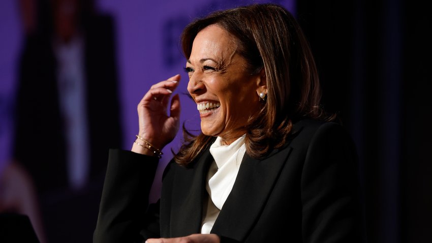 SAN FRANCISCO, CALIFORNIA – APRIL 30: Former U.S. Vice President Kamala Harris delivers a keynote address during the Emerge 20th Anniversary Gala at the Palace Hotel on April 30, 2025 in San Francisco, California. Kamala Harris delivered her first public speech since leaving office in January.  (Photo by Justin Sullivan/Getty Images)