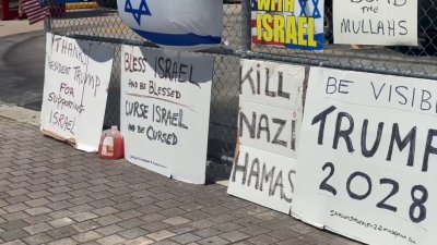 Trump supporters show up at the No Kings protests in Miami