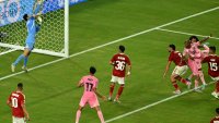 Al Ahly’s Egyptian goalkeeper #01 Mohamed Elshenawy stops a goal attempt by Inter Miami’s US forward #07 Fafa Picault during the Club World Cup 2025 Group A football match between Egypt’s Al-Ahly and US Inter Miami at the Hard Rock stadium in Miami on June 14, 2025. (Photo by ROBERTO SCHMIDT / AFP) (Photo by ROBERTO SCHMIDT/AFP via Getty Images)