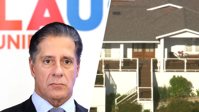 LAUSD Superintendent Alberto Carvalho is pictured alongside his San Pedro home.
