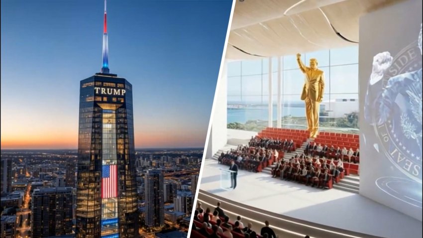 El presidente Donald Trump compartió un video generado por inteligencia artificial que, al parecer, muestra los planes para su biblioteca presidencial en Miami.