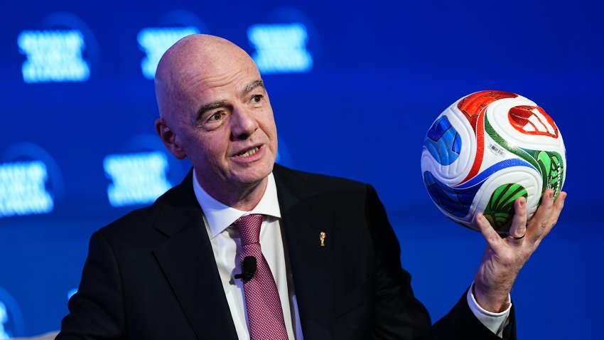 Gianni Infantino, president of the Federation International Football Association (FIFA), at the Semafor World Economy Summit during the International Monetary Fund (IMF) and World Bank Spring meetings in Washington, DC, US, on Wednesday, April 15, 2026. The International Monetary Fund downgraded its growth projection for the year after the war in the Middle East triggered a major oil shock and included the possibility of a downturn if the conflict drags on and energy infrastructure is severally damaged. Photographer: Aaron Schwartz/Bloomberg via Getty Images