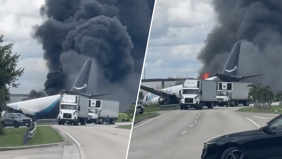 Avión de Amazon se incendia al aterrizar en Miami; hay heridos