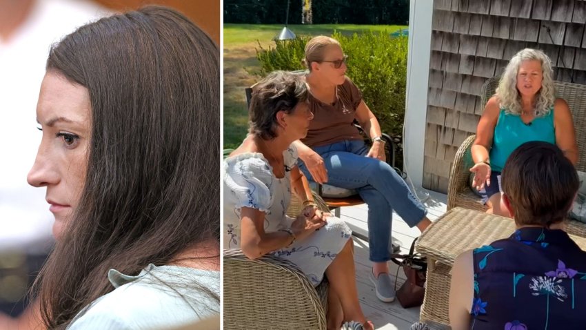 At right, Sue O’Connell (bottom right) interviews three members of the Lindsay Clancy (seen at left) jury on Tuesday, Sept. 8, 2026.